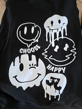 Black Graphic 'Choose Happy' Pullover Hoodie for Women